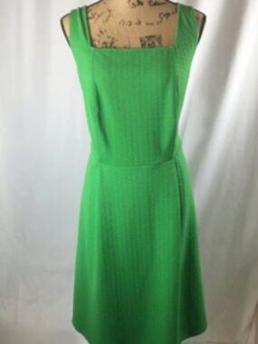 London Times Woman Square Neck Green A-Line Dress